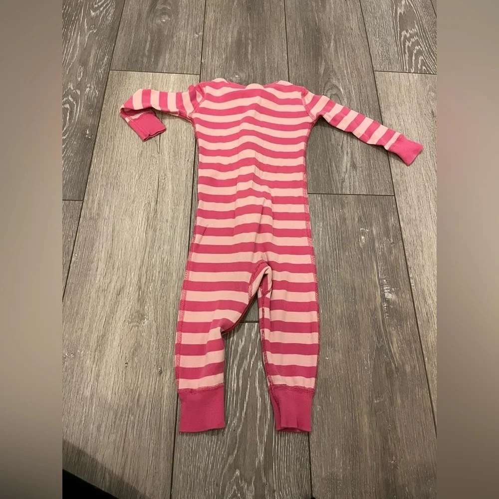 Hanna Andersson Bold Stripe Sleeper Full Zip Pink Peony/Shell Pink 18-24 Mo